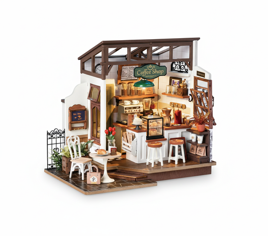 ROBOTIME Rolife No.17 Café Miniature House Kit – 3D Wooden DIY Model DG162