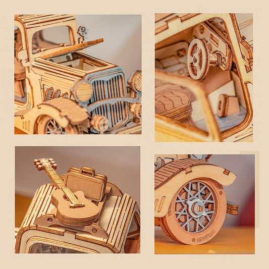 Robotime Rolife Vintage Car Model 3D Wooden Puzzle Toys For Children